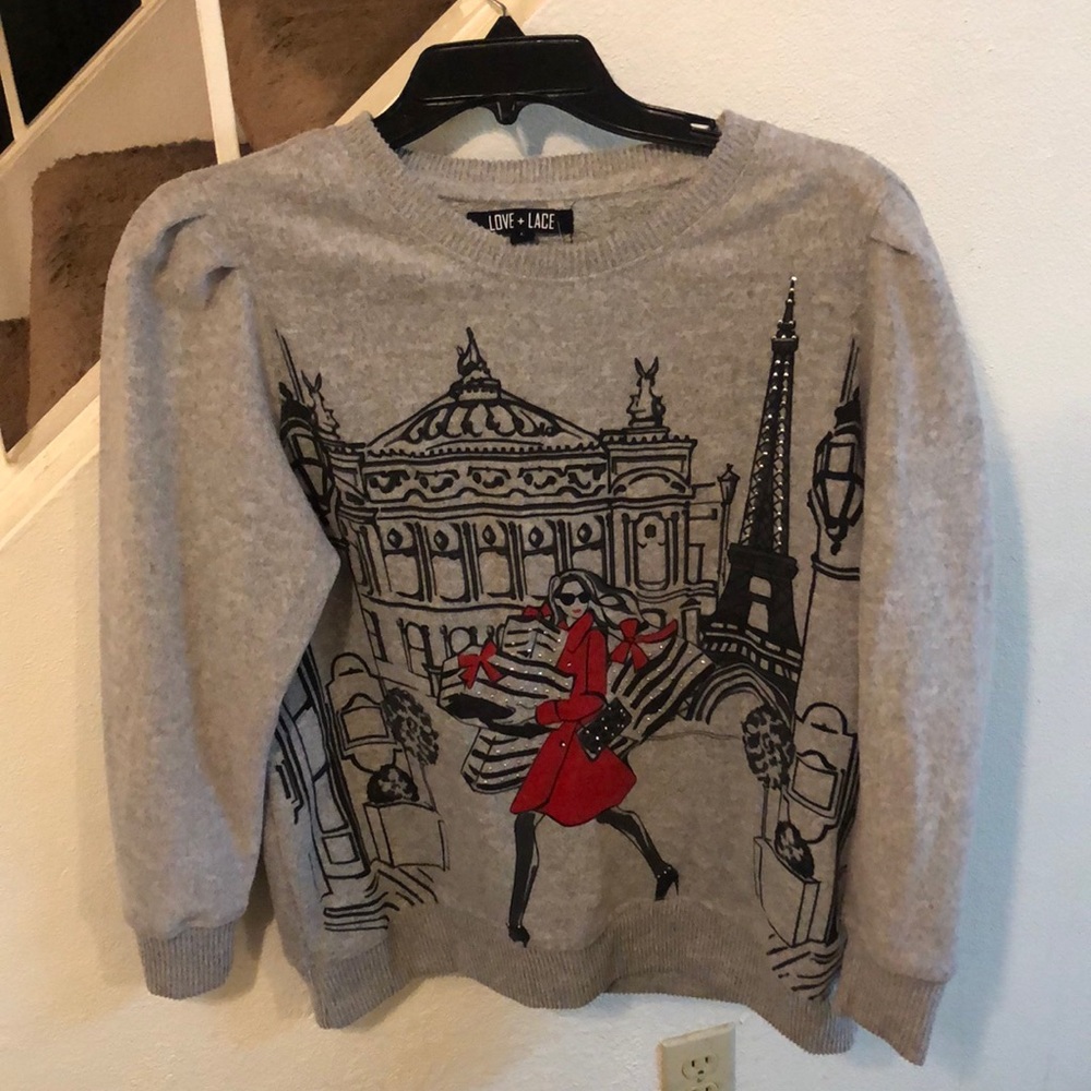 Love + Lace, France Graphic Sweater
